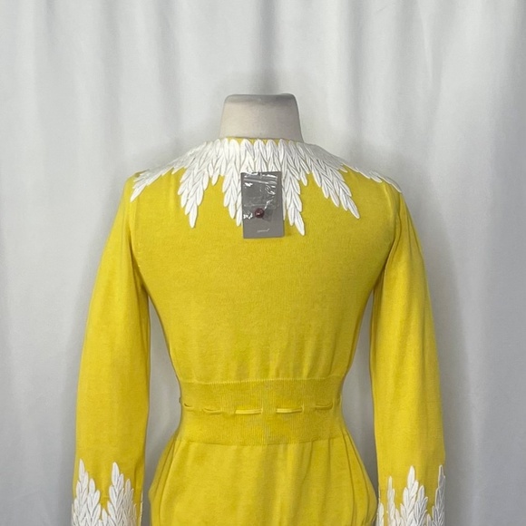 NWT!! Anthropologie MOTH Wisteria Cardigan Lace Appliqués Canary Yellow Small - Picture 10 of 15